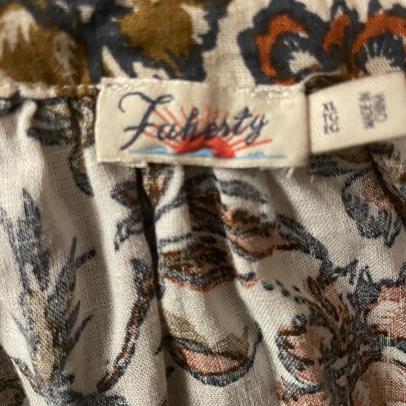 Faherty Portia Linen Blend Blouse Size XL Relaxed Fit Elevated Casual Style - Picture 7 of 11